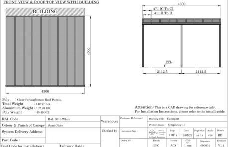 Canoports UK Outdoor Living Solution Veranda Installation Berkshire CAD Drawings