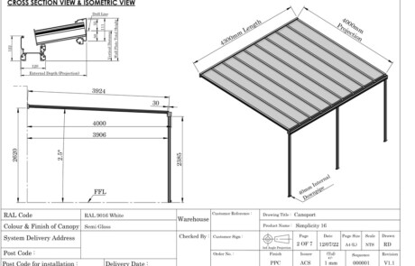 Canoports UK Outdoor Living Solution Veranda Installation Berkshire CAD Drawings
